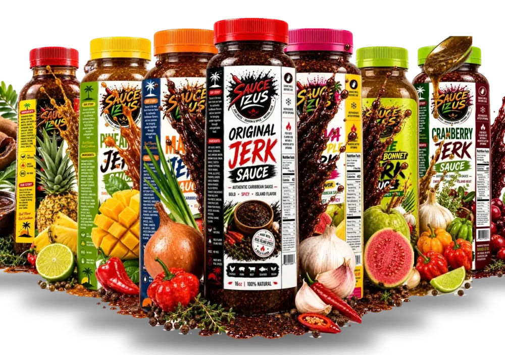 All seven Sauce IZ Us flavours